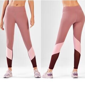 2/$30 Fabletics Mid Rise Legging PowerHold Colorblock Women Medium Activewear